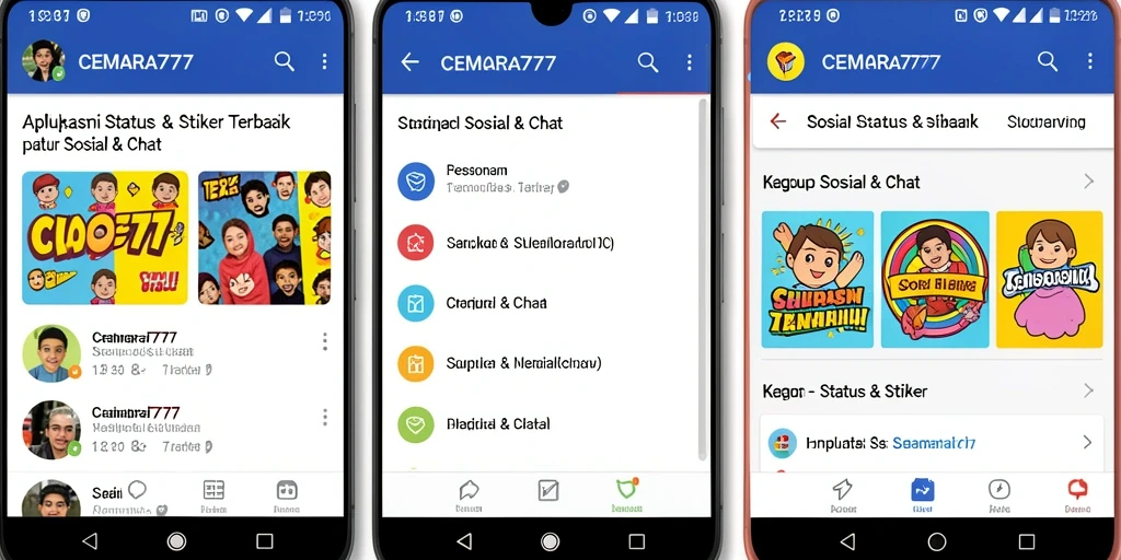 Antarmuka CEMARA777 yang menarik dengan fitur status dan stiker.