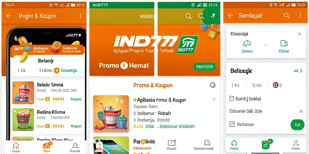 Tampilan aplikasi IND777 dengan berbagai pilihan kupon menarik.
