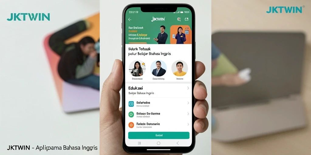 Tampilan antarmuka aplikasi JKTWIN untuk Belajar Bahasa Inggris.