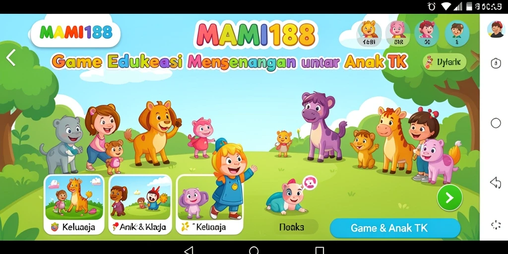 Antarmuka MAMI188 yang ceria dan interaktif untuk anak-anak.