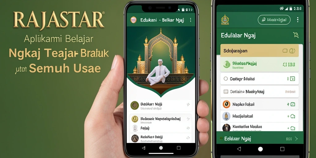 Screenshot antarmuka aplikasi RAJASTAR untuk belajar ngaji yang interaktif.