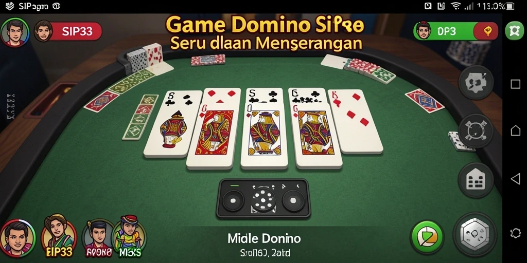 Screenshot permainan domino SIP33 yang menunjukkan antarmuka user-friendly.