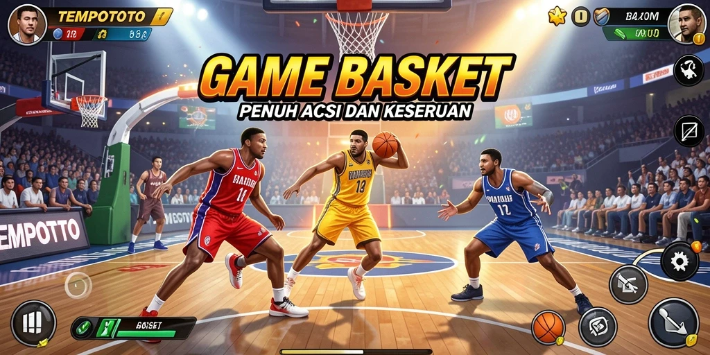 Tampilan antarmuka yang menarik dan intuitif dalam permainan Basket.