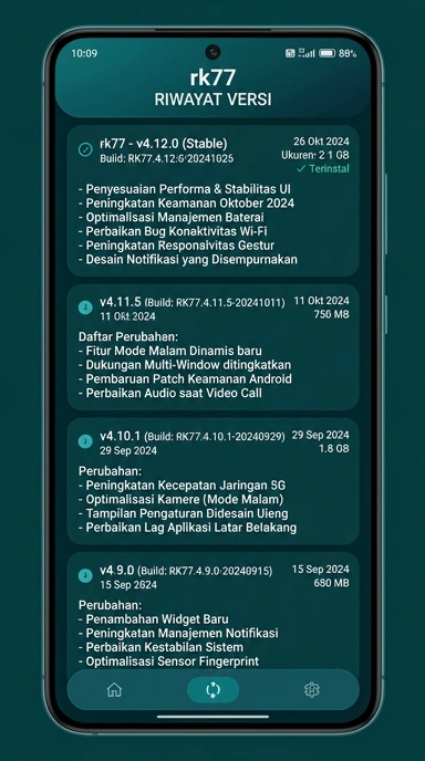 Riwayat Versi rk77 untuk Pengguna Android